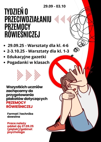 Red and White Modern Stop Bullying Poster